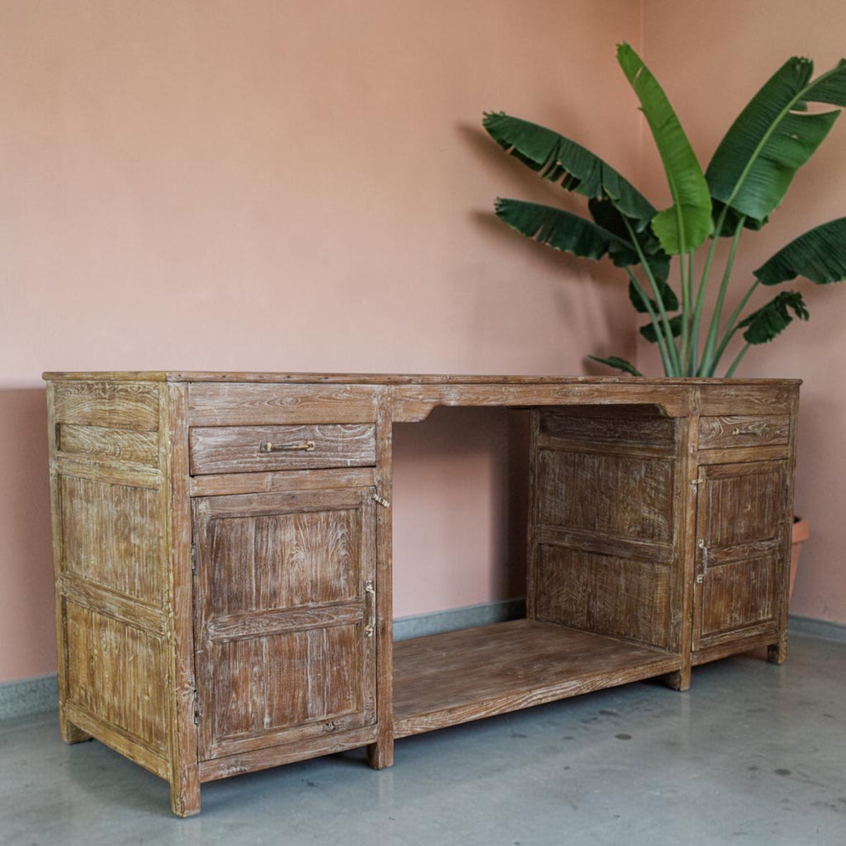 Large Vintage Wooden Sideboard Kitchen Island Cupboard