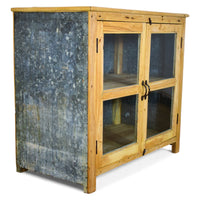 Rustic Vintage Glass Cupboard Cabinet