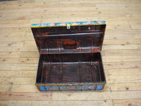 Vintage Indian Hand Painted Metal Travel Trunk Chest