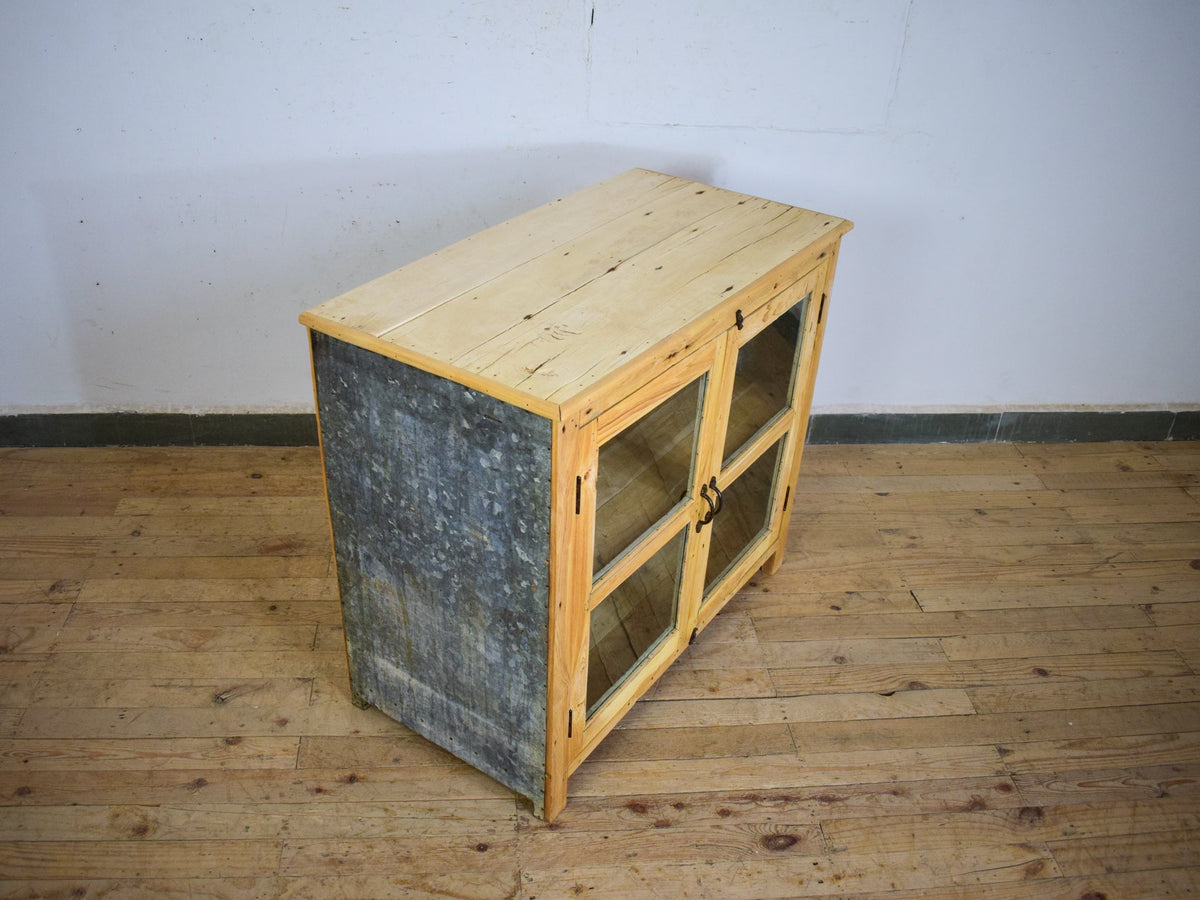 Rustic Vintage Glass Cupboard Cabinet
