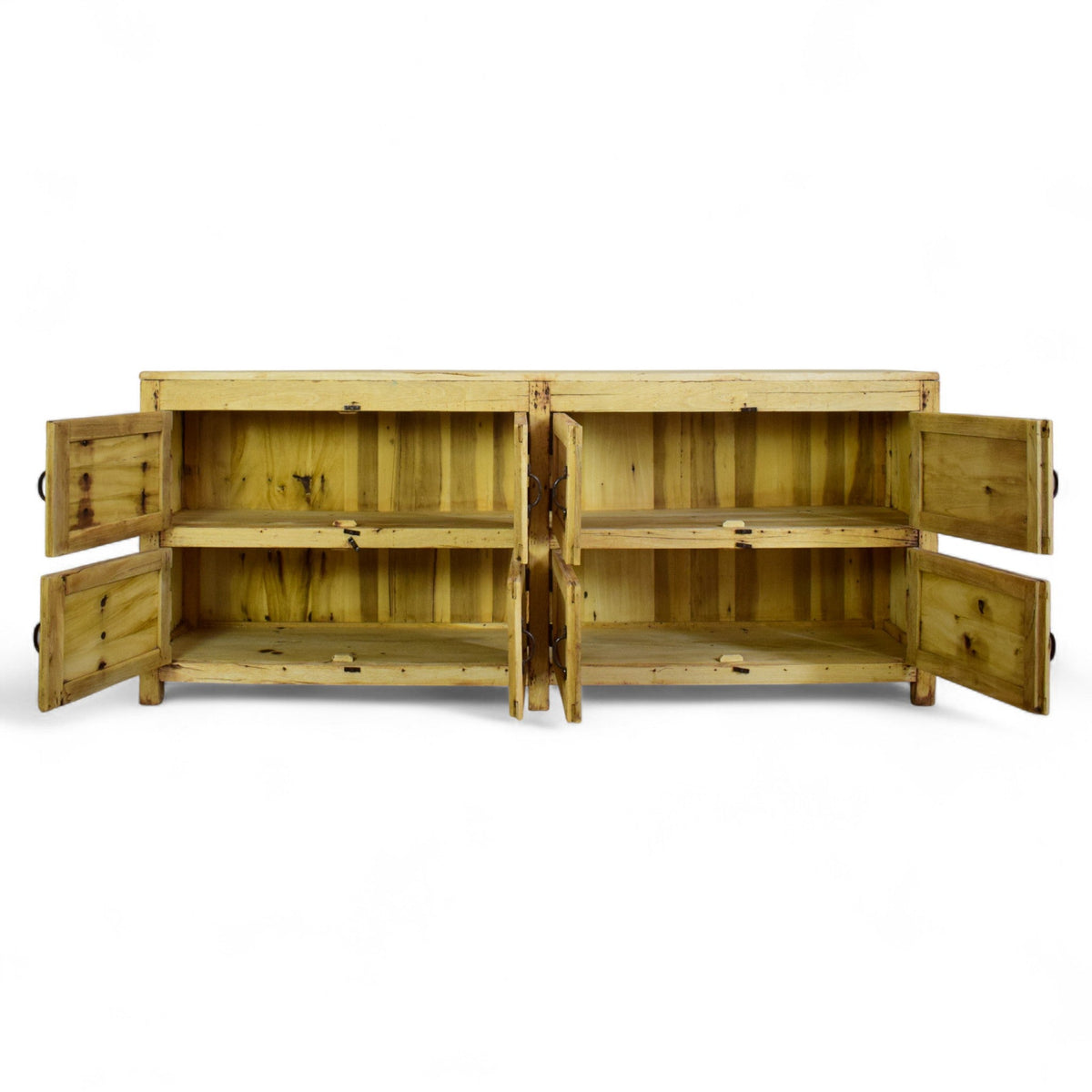 Vintage Rustic Bleached Wood Cupboard Cabinet Sideboard