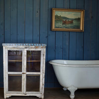 Vintage Worn Painted Rustic Cupboard Cabinet