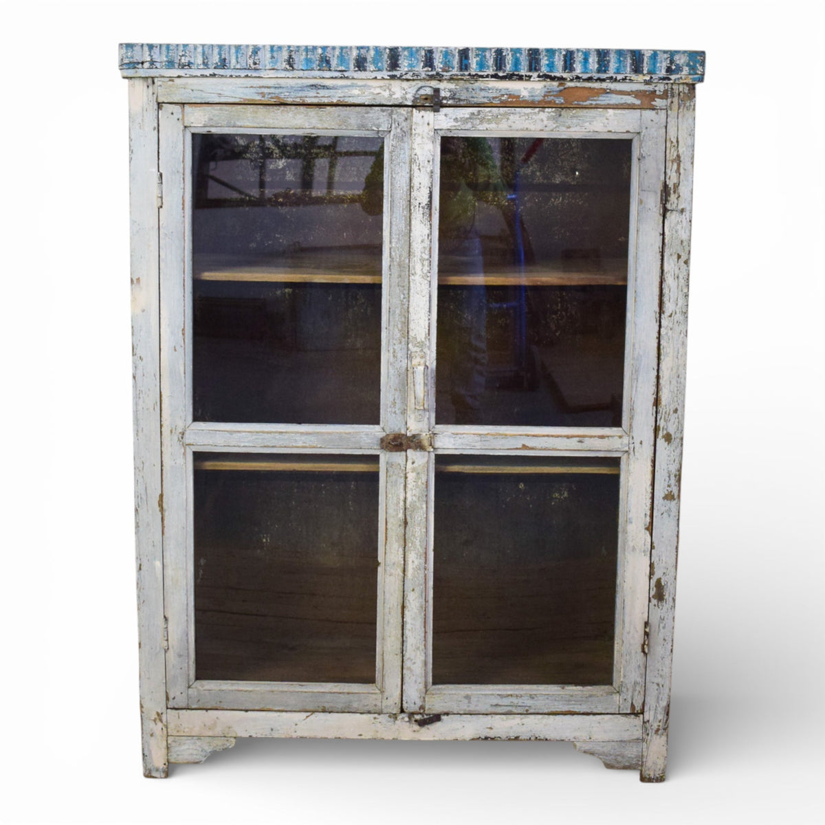 Vintage Worn Painted Rustic Cupboard Cabinet