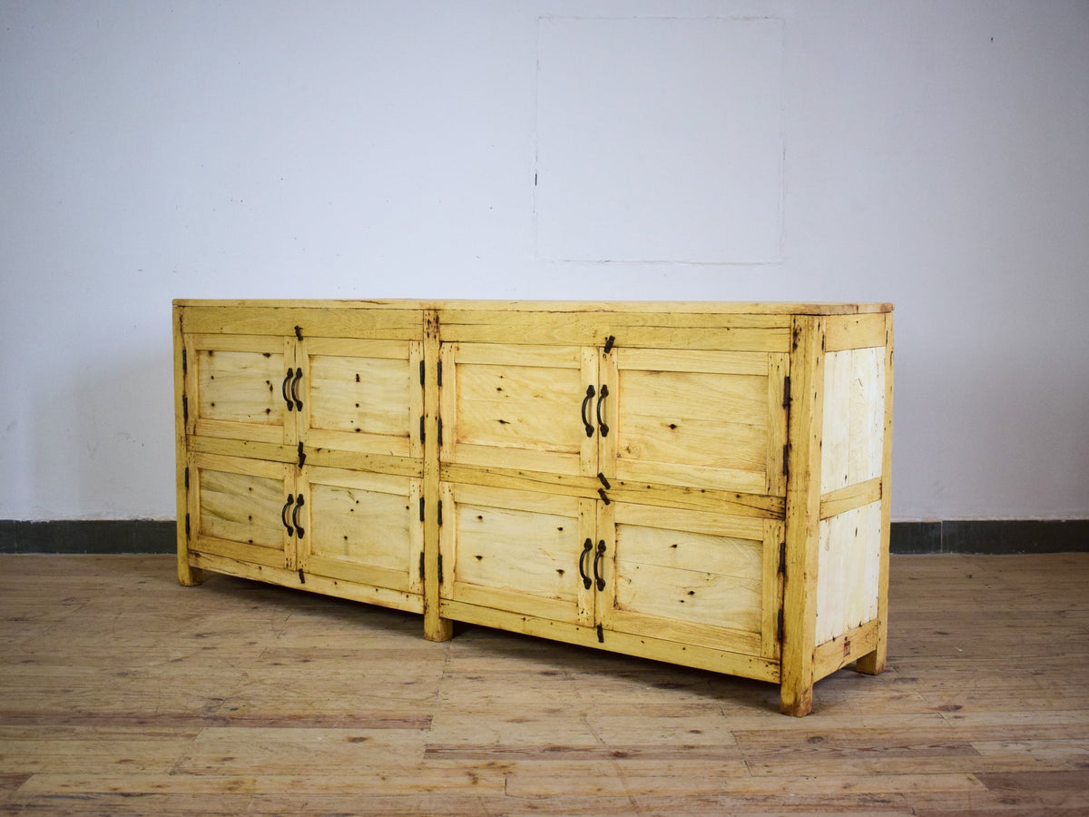 Vintage Rustic Bleached Wood Cupboard Cabinet Sideboard