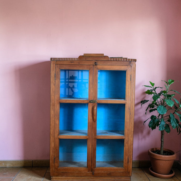 Vintage Rustic Wood and Metal Cupboard Cabinet