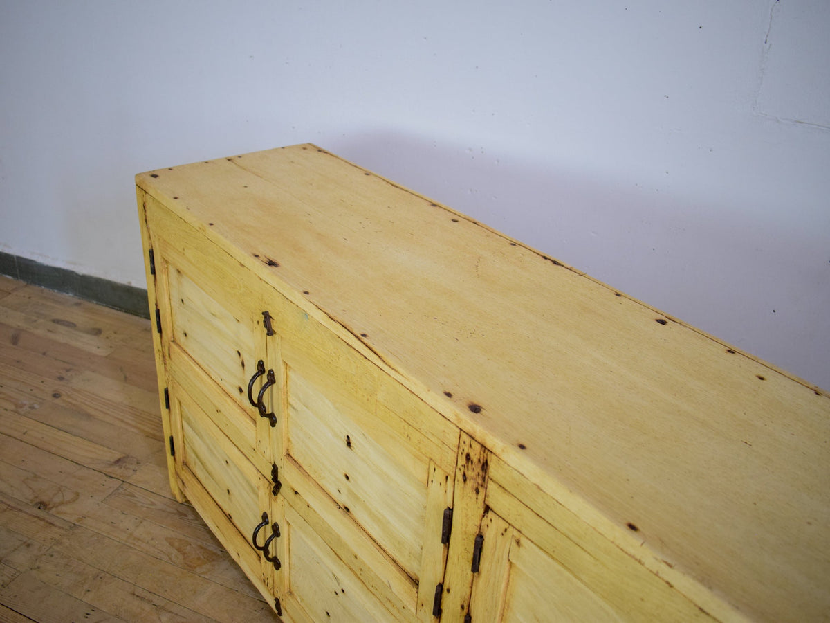 Vintage Rustic Bleached Wood Cupboard Cabinet Sideboard