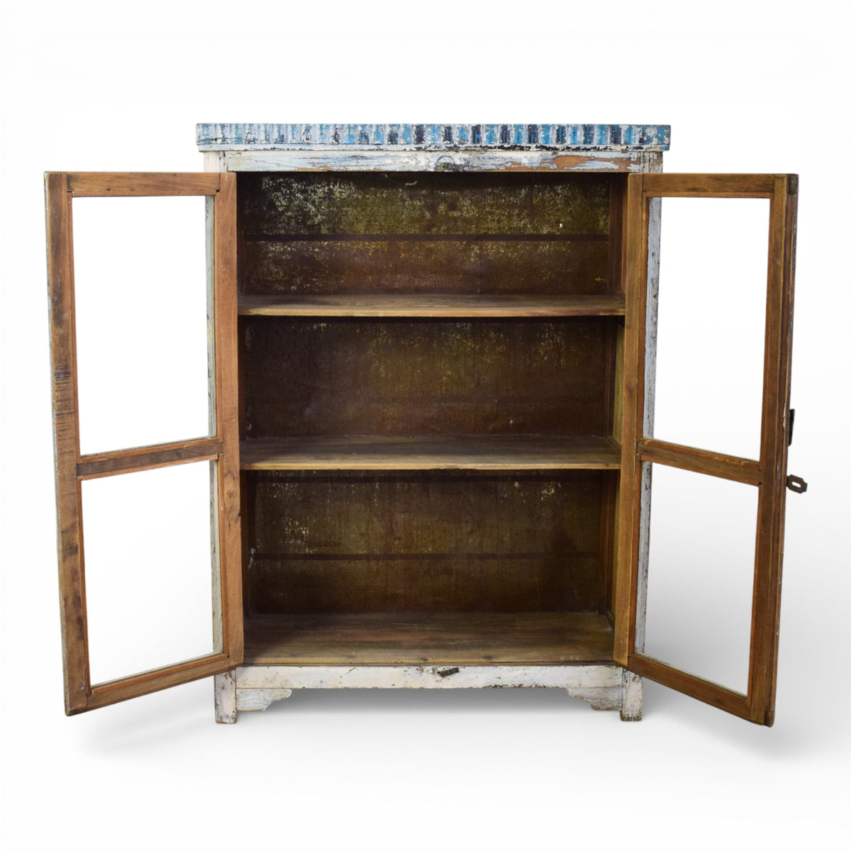 Vintage Worn Painted Rustic Cupboard Cabinet