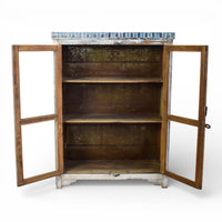 Vintage Worn Painted Rustic Cupboard Cabinet