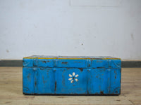 Vintage Indian Hand Painted Metal Travel Trunk Chest