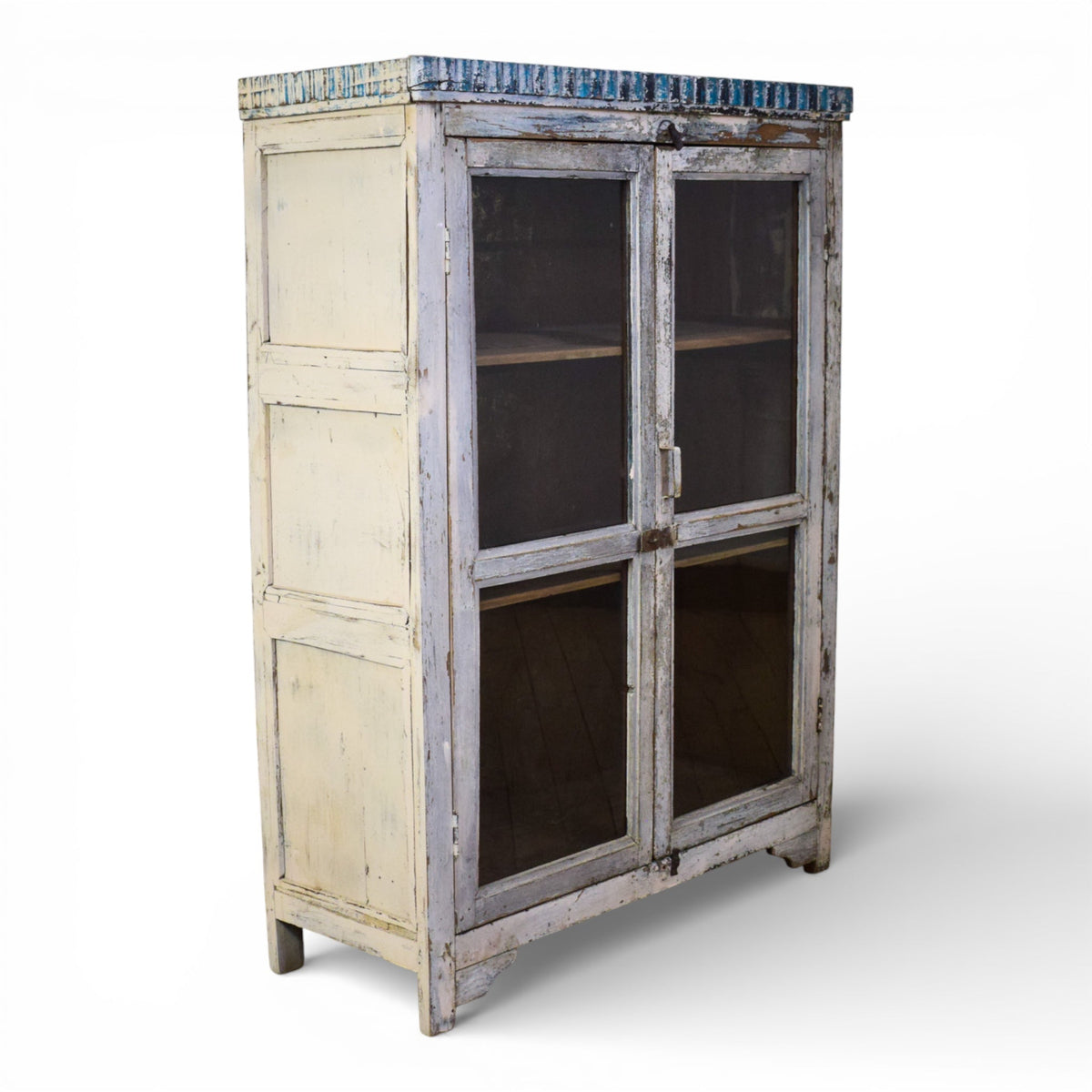 Vintage Worn Painted Rustic Cupboard Cabinet
