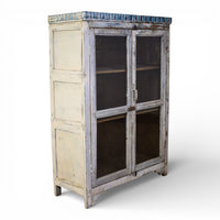 Vintage Worn Painted Rustic Cupboard Cabinet