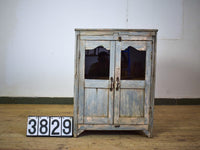 Vintage Worn Painted Rustic Cupboard Cabinet