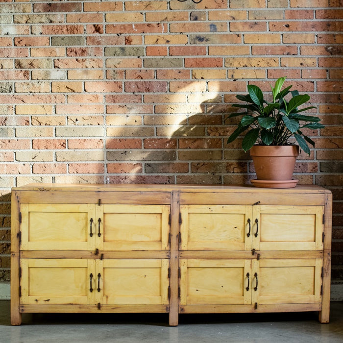 Vintage Rustic Bleached Wood Cupboard Cabinet Sideboard