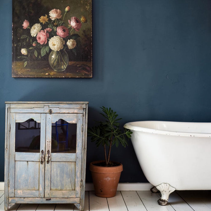 Vintage Worn Painted Rustic Cupboard Cabinet