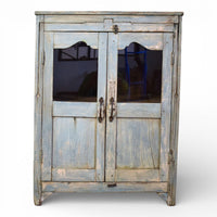 Vintage Worn Painted Rustic Cupboard Cabinet