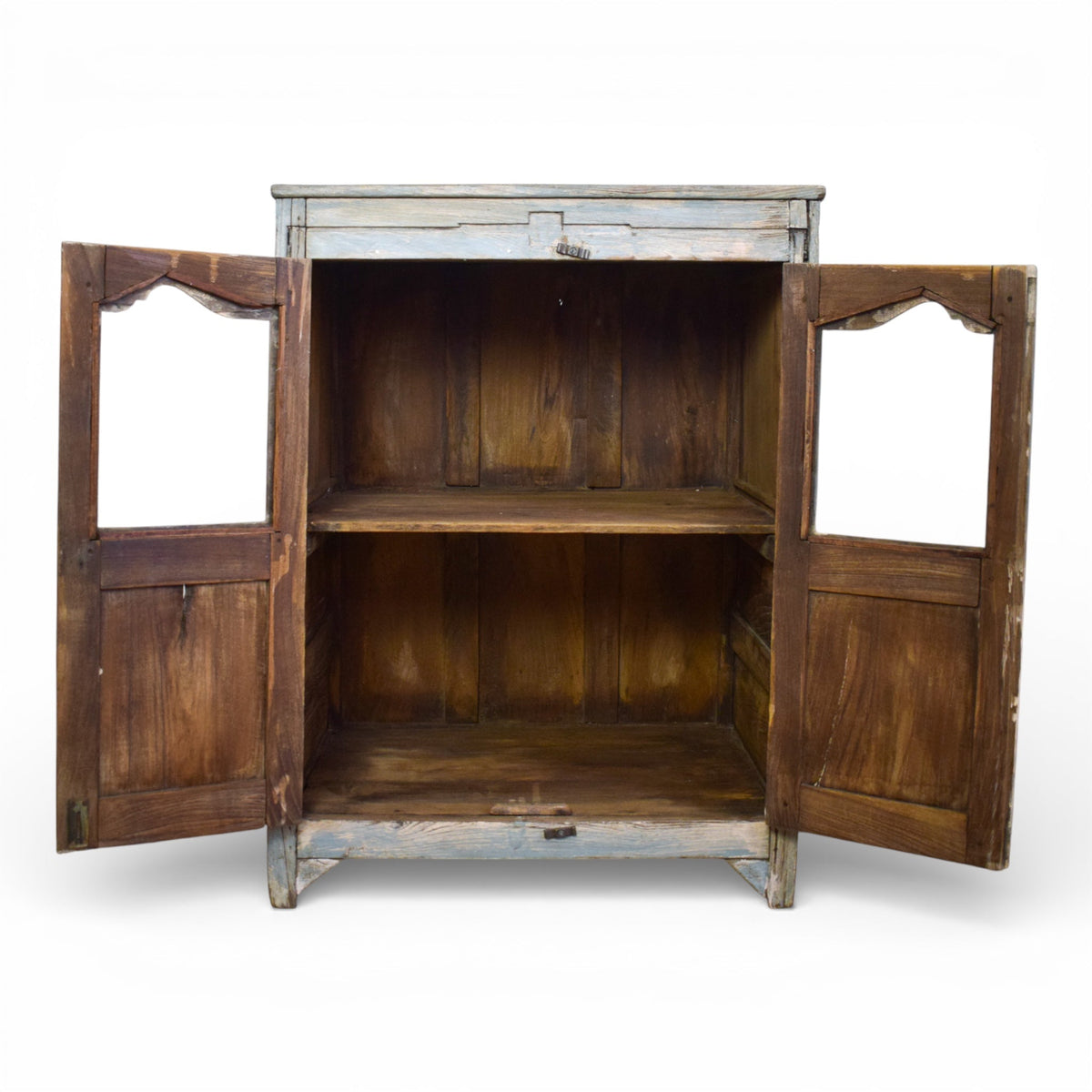 Vintage Worn Painted Rustic Cupboard Cabinet