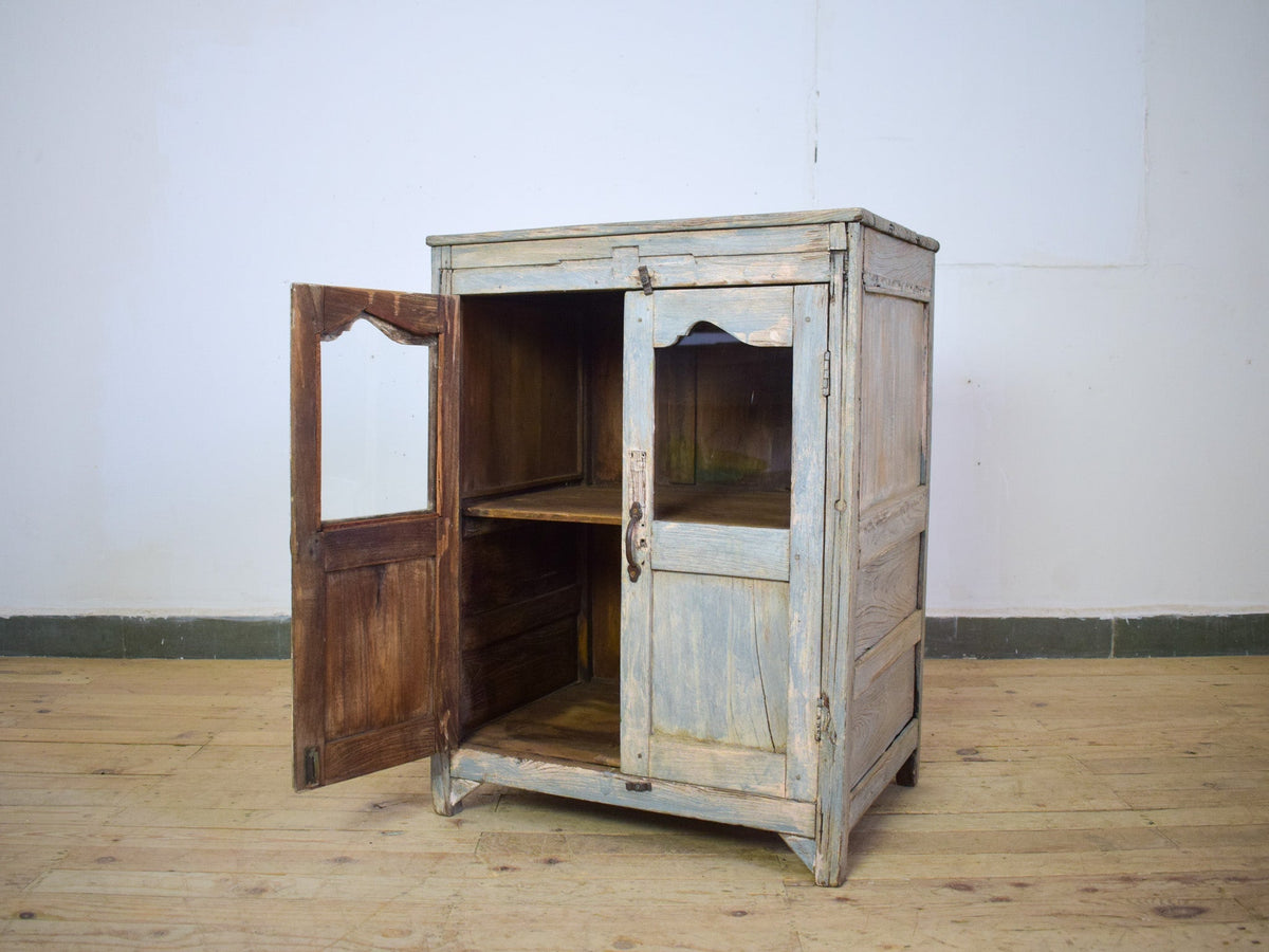Vintage Worn Painted Rustic Cupboard Cabinet