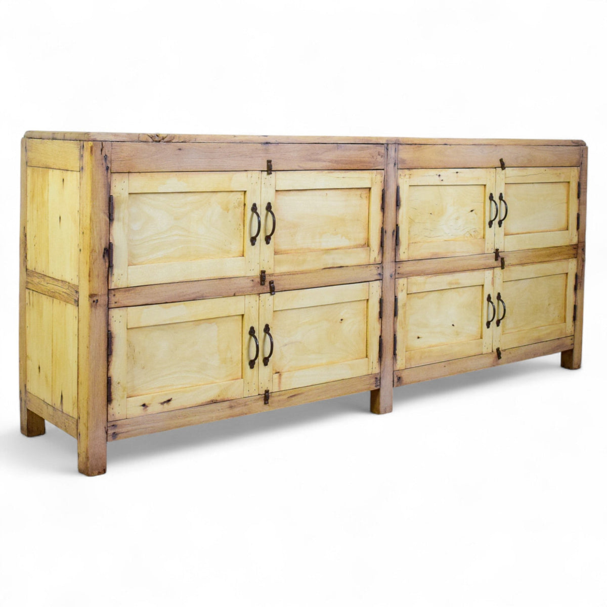 Vintage Rustic Bleached Wood Cupboard Cabinet Sideboard