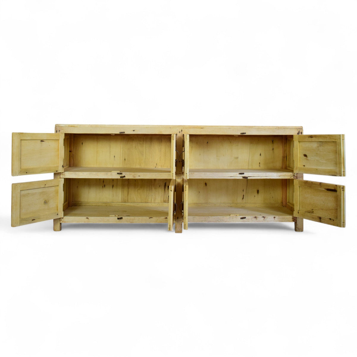 Vintage Rustic Bleached Wood Cupboard Cabinet Sideboard