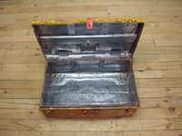 Vintage Indian Hand Painted Metal Travel Trunk Chest
