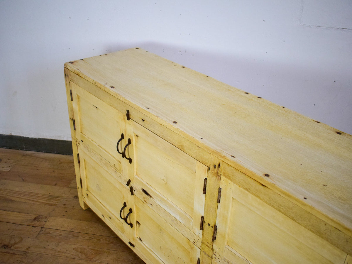 Vintage Rustic Bleached Wood Cupboard Cabinet Sideboard