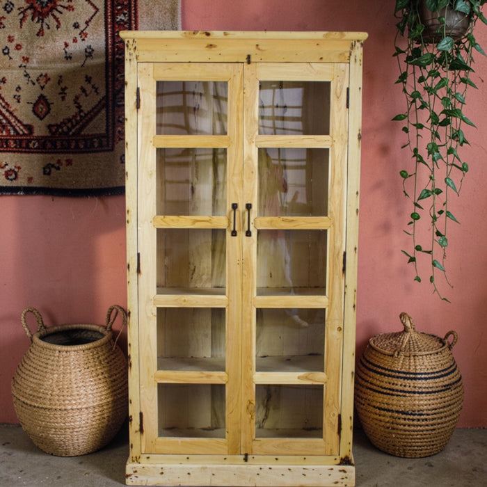 Vintage Rustic Bleached Wood Cupboard Cabinet Storage