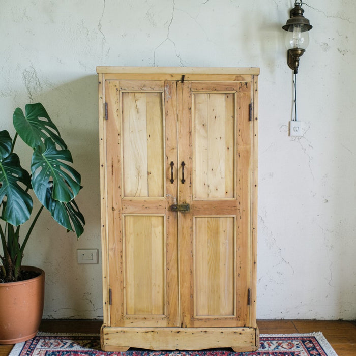 Vintage Rustic Bleached Wood Cupboard Cabinet Storage
