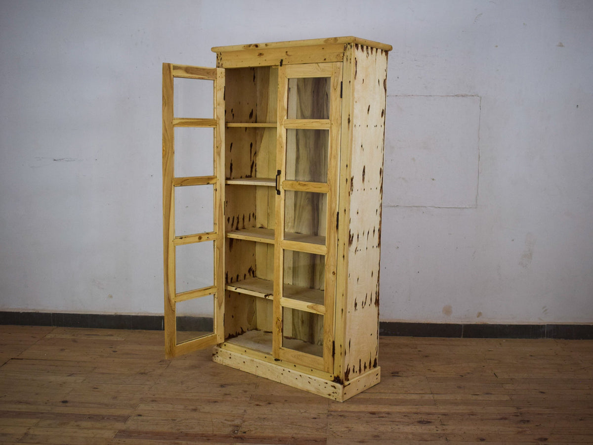 Vintage Rustic Bleached Wood Cupboard Cabinet Storage