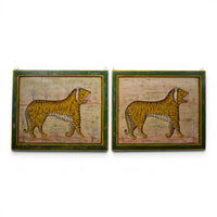Hand Painted Vintage Design Indian Tiger on Wooden Board Painting