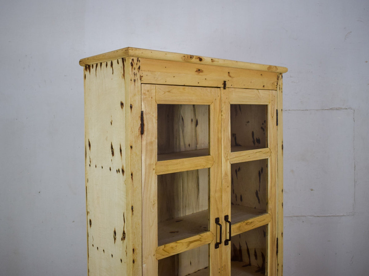 Vintage Rustic Bleached Wood Cupboard Cabinet Storage