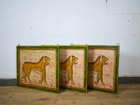 Hand Painted Vintage Design Indian Tiger on Wooden Board Painting