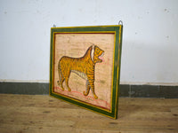 Hand Painted Vintage Design Indian Tiger on Wooden Board Painting