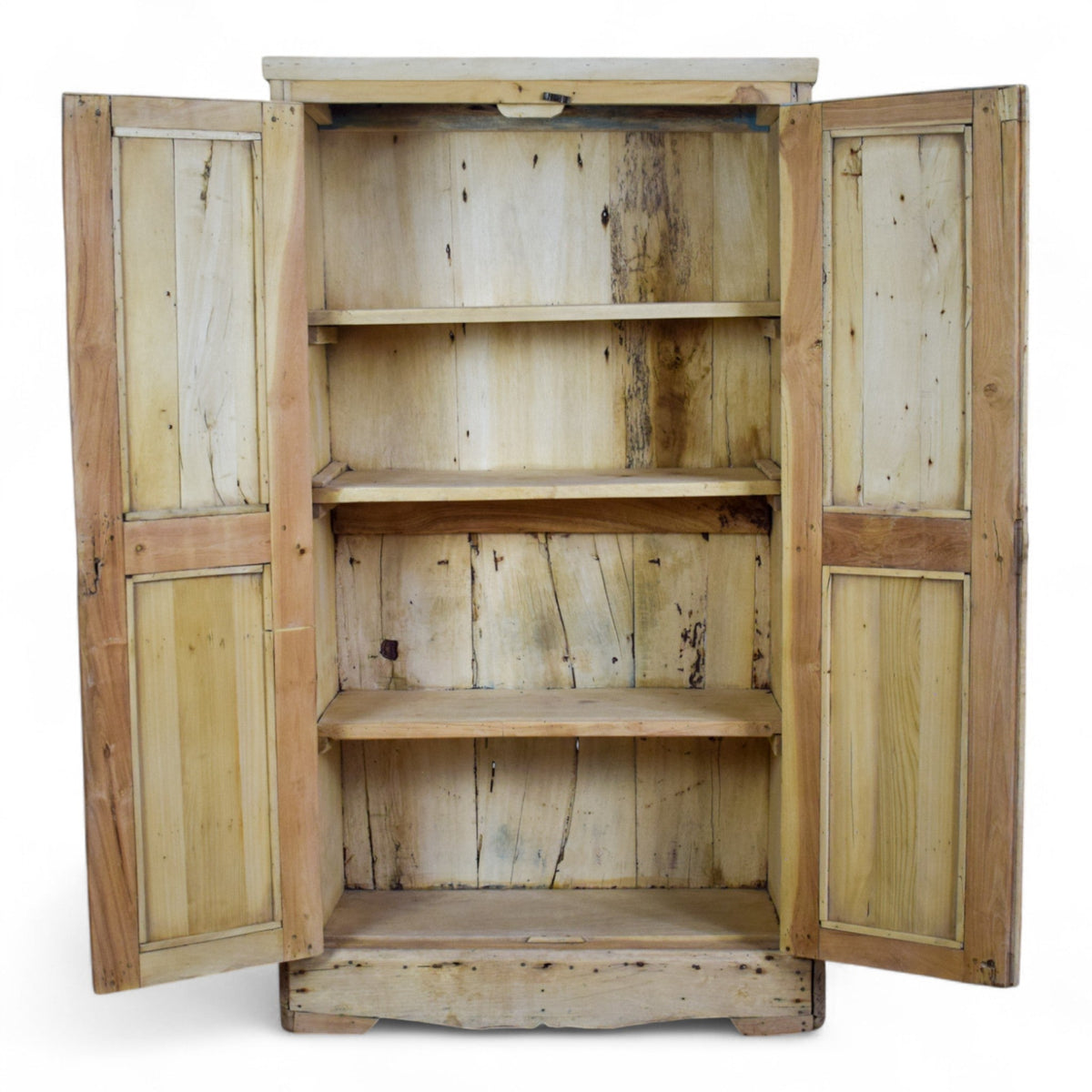 Vintage Rustic Bleached Wood Cupboard Cabinet Storage