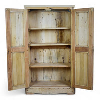 Vintage Rustic Bleached Wood Cupboard Cabinet Storage