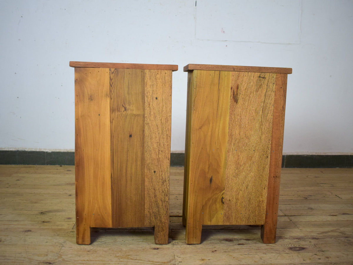 Vintage Reclaimed  Wooden Pair of Bed Side Cabinet Cupboard