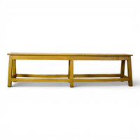 Vintage Rustic Bench in Original Yellow Paint