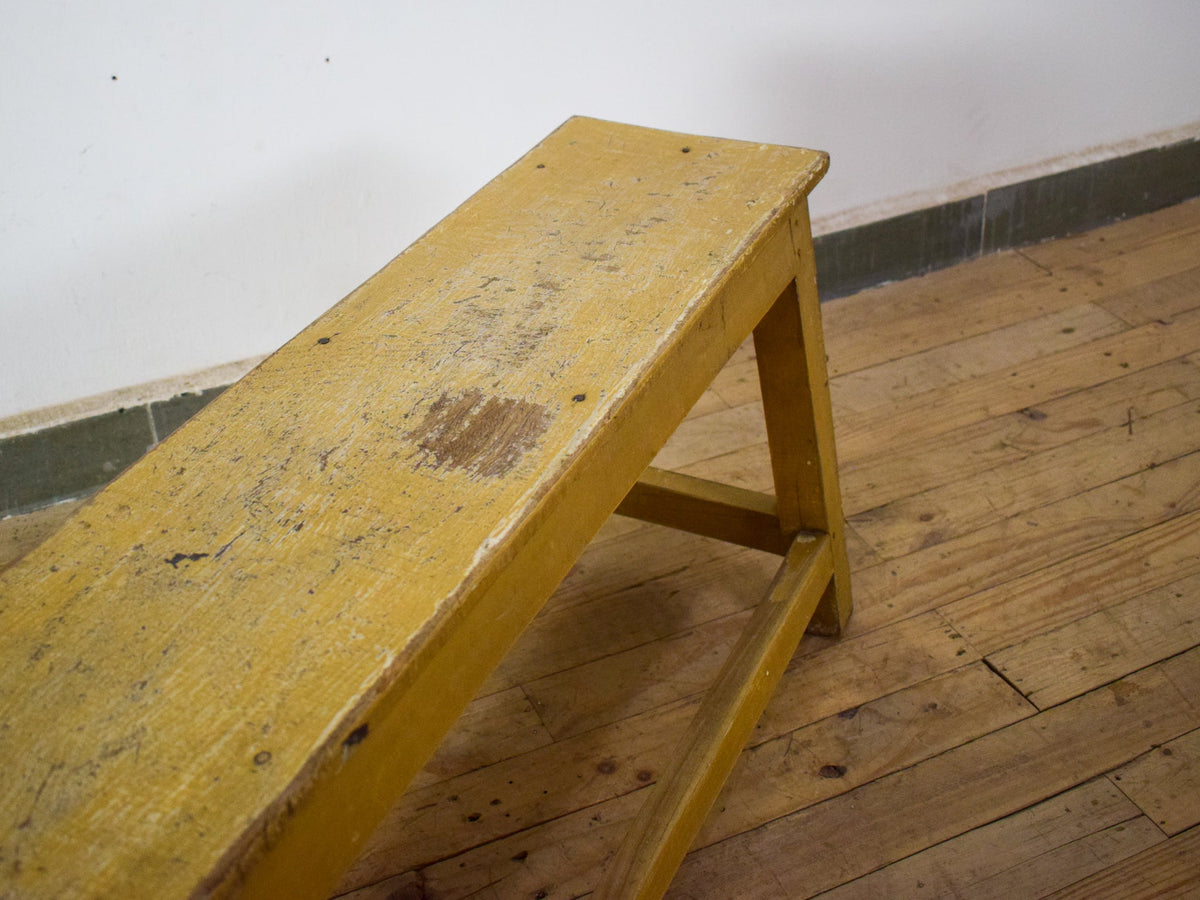 Vintage Rustic Bench in Original Yellow Paint