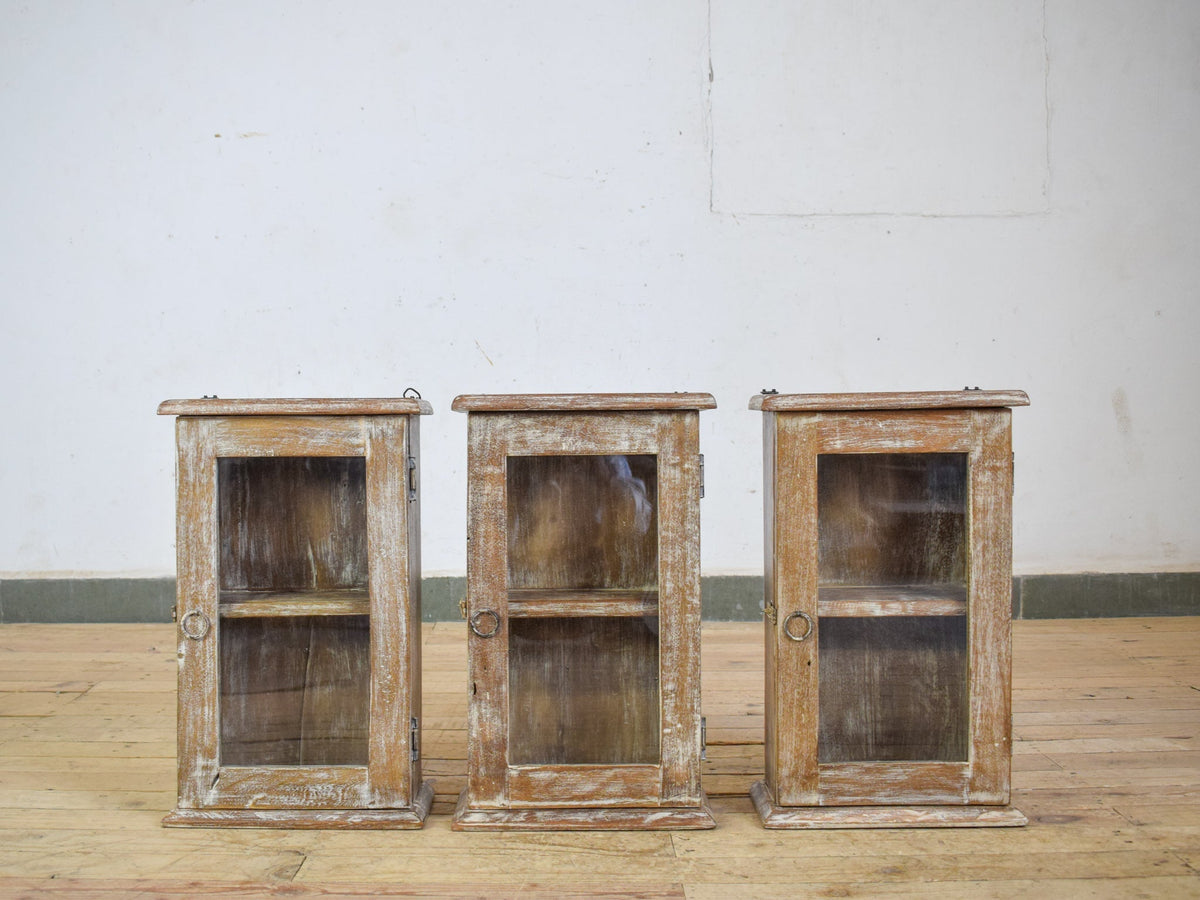 Small Vintage Style Rustic Reclaimed White Wash Cupboard Bathroom Medicine Cabinet