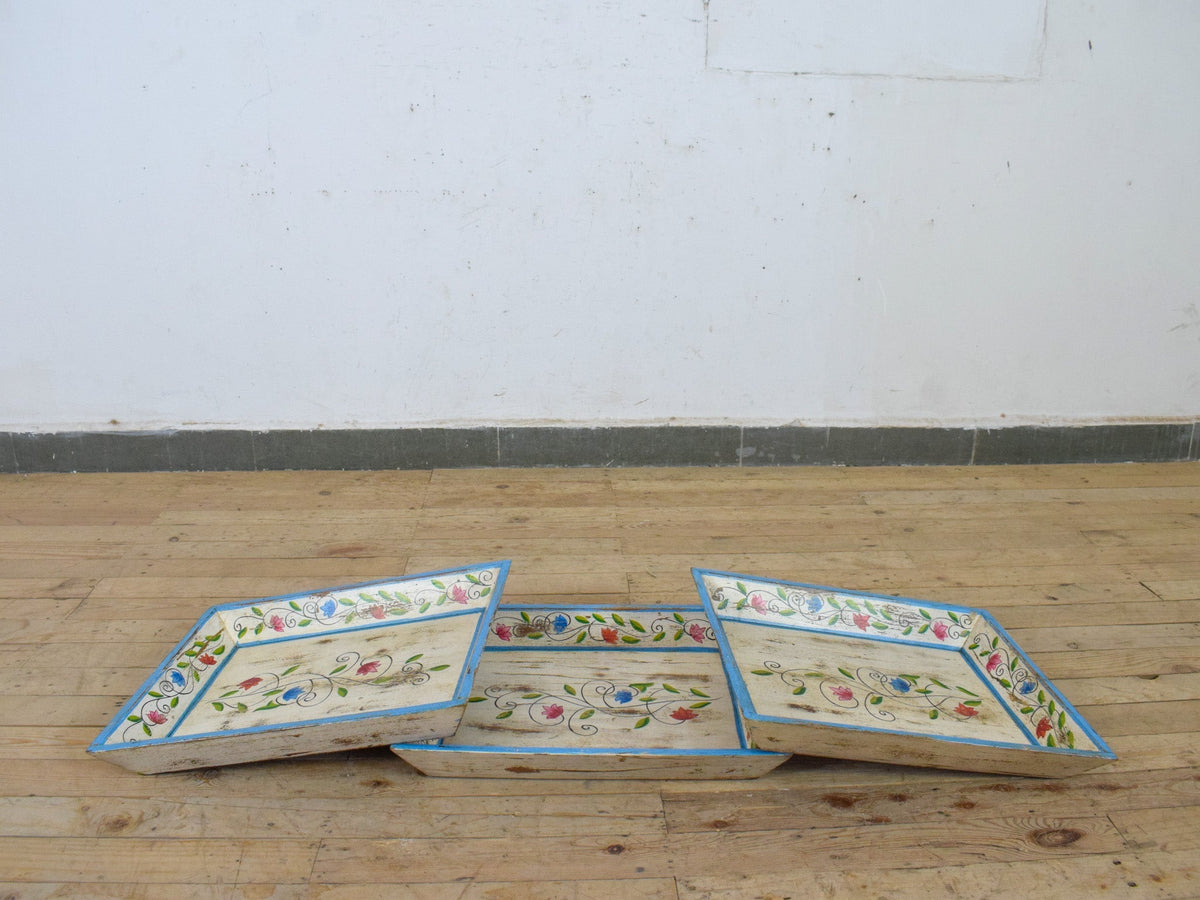Vintage Design Indian Hand Painted Wooden Tray
