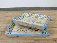 Vintage Design Indian Hand Painted Wooden Tray