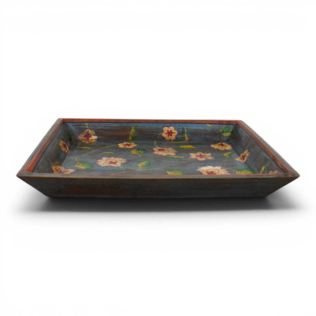 Vintage Design Indian Hand Painted Wooden Tray