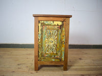 Vintage Reclaimed Carved Wood Pair of Bed Side Cabinet Cupboard