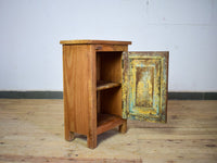 Vintage Reclaimed Carved Wood Pair of Bed Side Cabinet Cupboard