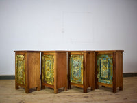 Vintage Reclaimed Carved Wood Pair of Bed Side Cabinet Cupboard