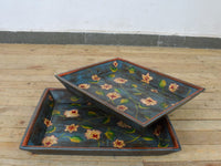 Vintage Design Indian Hand Painted Wooden Tray