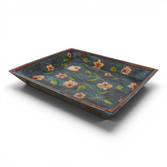 Vintage Design Indian Hand Painted Wooden Tray