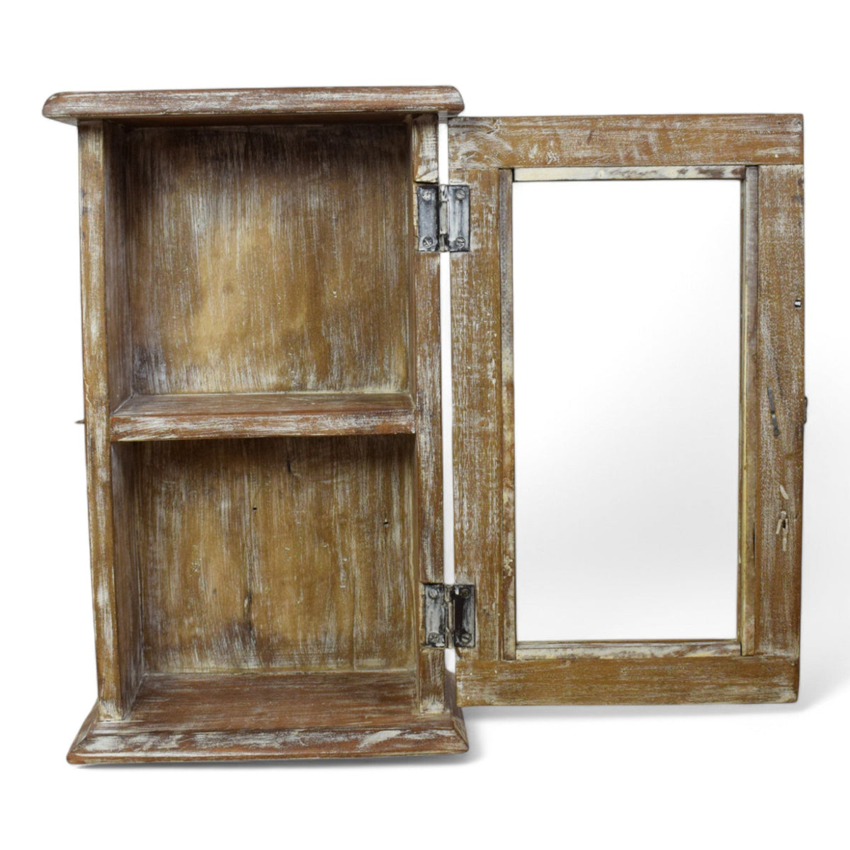 Small Vintage Style Rustic Reclaimed White Wash Cupboard Bathroom Medicine Cabinet