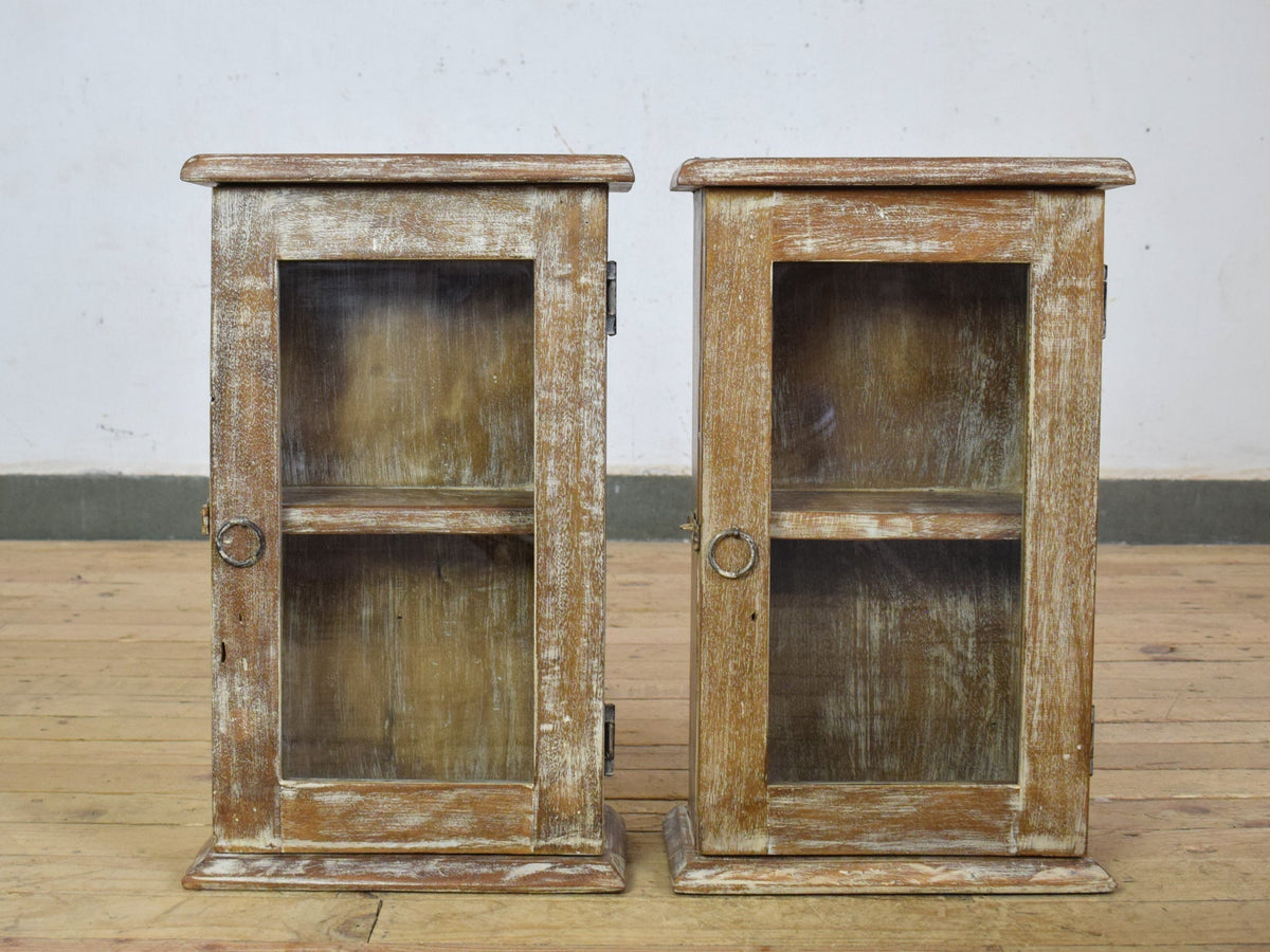 Small Vintage Style Rustic Reclaimed White Wash Cupboard Bathroom Medicine Cabinet