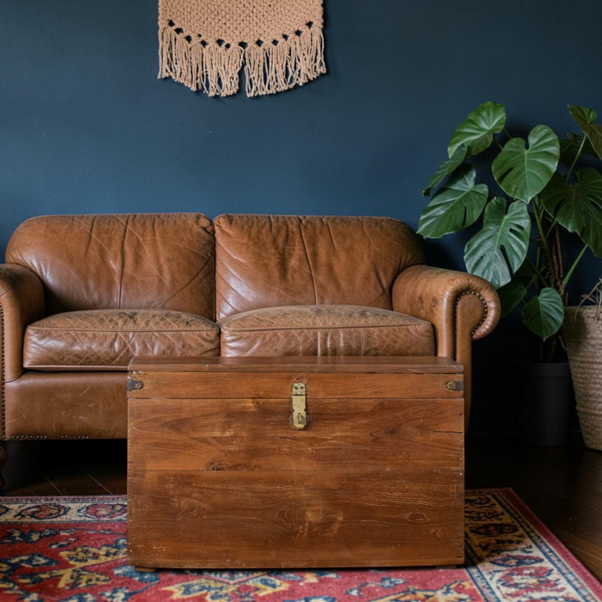 Vintage Rustic Wooden Chest Box Coffee Table