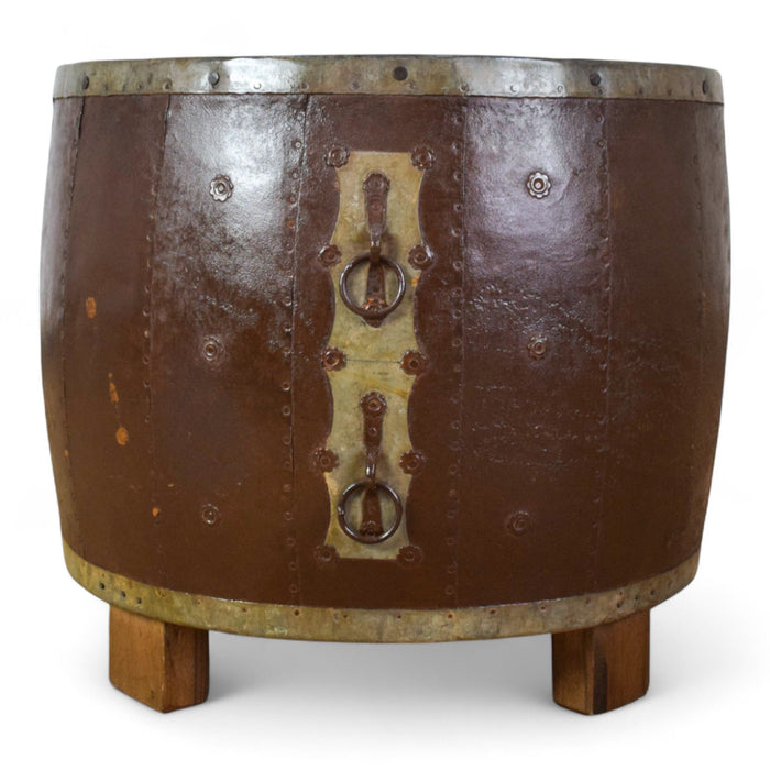 Vintage Metal Planter On Wooden Stand